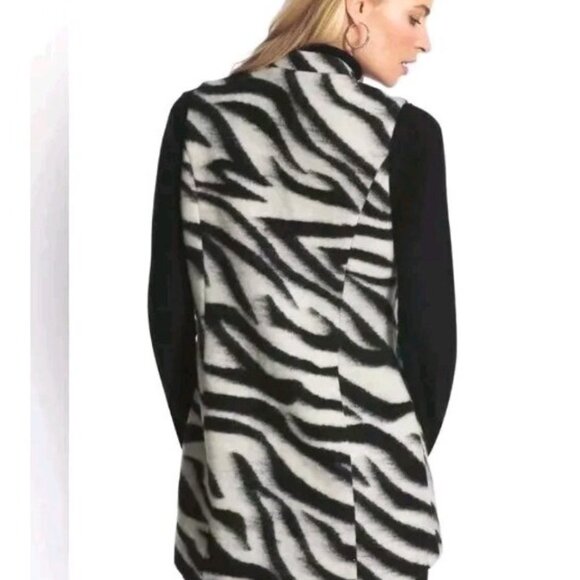 Chicos 3 Womens 16 Cardigan Sleeveless Zebra Print Maggie Vest Stripe Black NWT - Picture 2 of 7